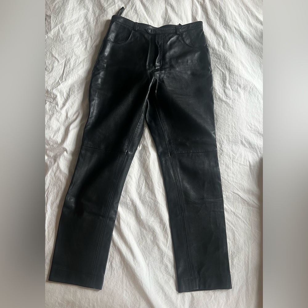 Black Leather Ankle Pants